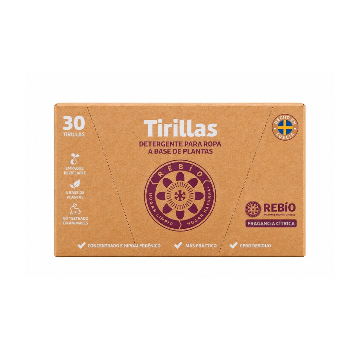 Jabón en Tirillas para Ropa Fragancia Cítrica 30 Unidades Rebío 