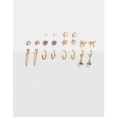 Aros Set 10 Argollas Y Pasantes Dorado
