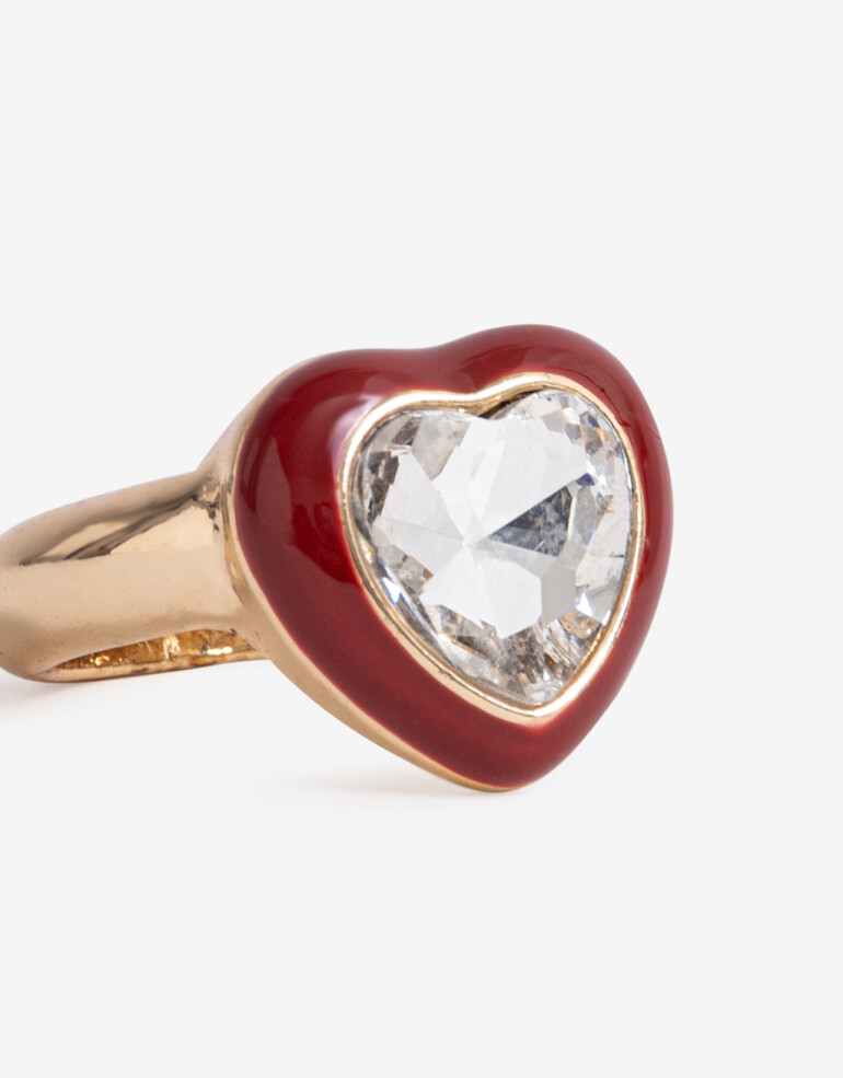 Anillos Medianos y Grandes Color Anillo Esmaltado Corazón - Rojo Medio