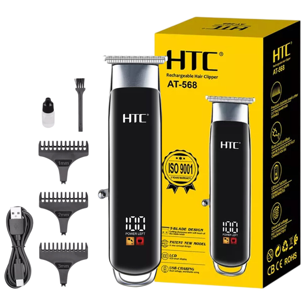 Cortapelo HTC AT-568 con Pantalla LCD y Carga USB 