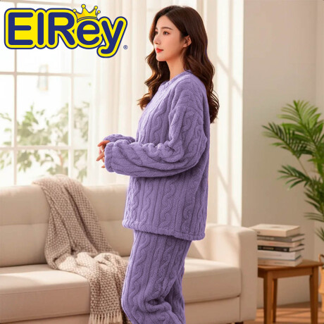 Conjunto Pijama Jogging Peluche Abrigo Buzo Pantalón Violeta