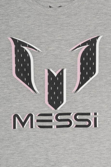 Remera Messi Manga Larga Niño Heather Grey