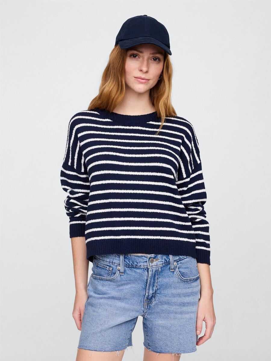 Buzo Algodòn Slub Mujer - Navy Stripe 
