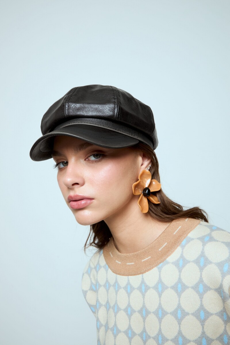 Boina cap cuero vegano negro