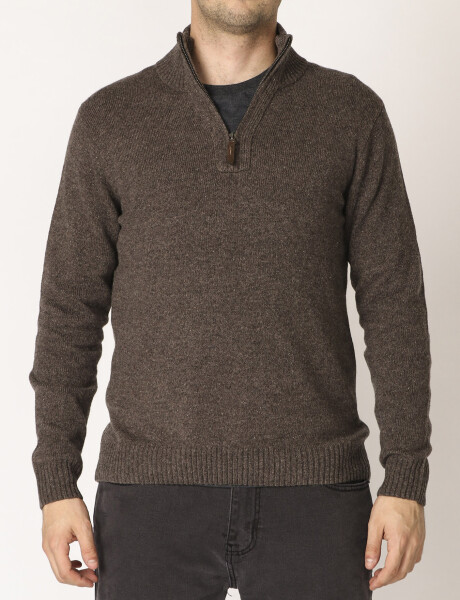 Sweater C/ Coderas Medio Cierre Harrington Label Tostado