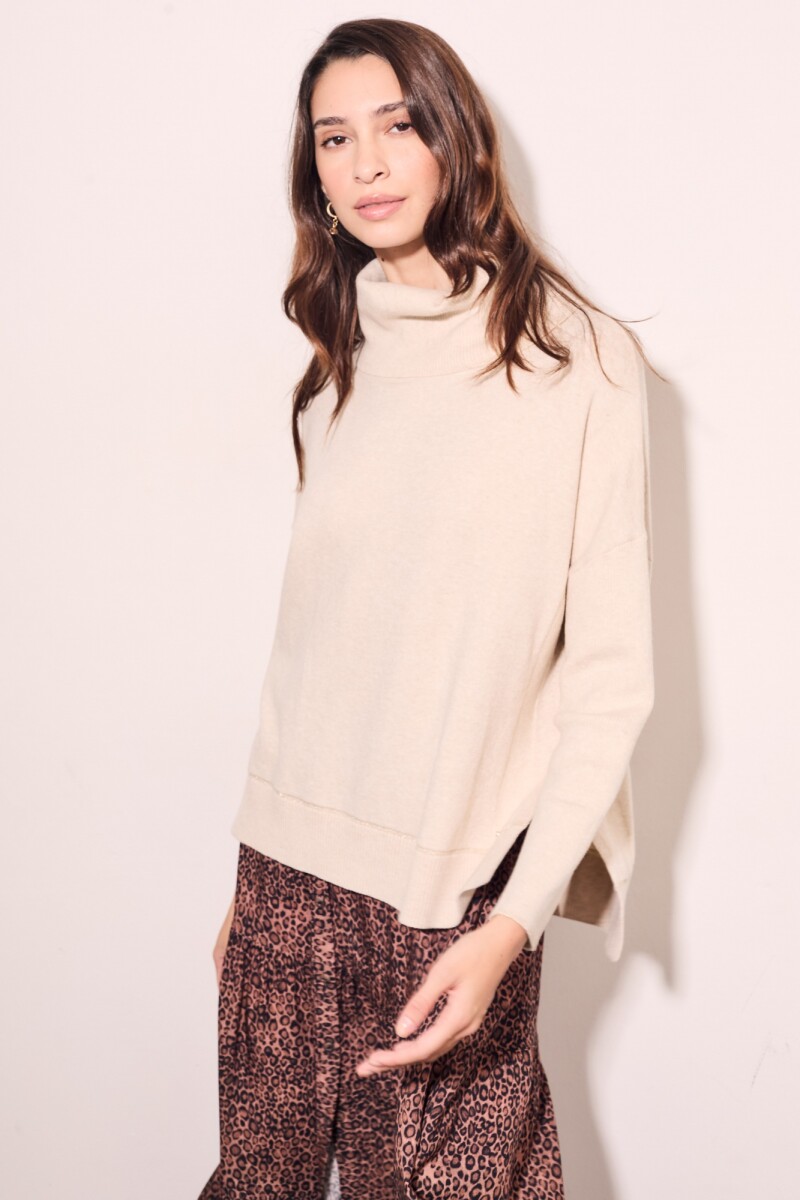 Polera Algodón Elastano Beige Melange