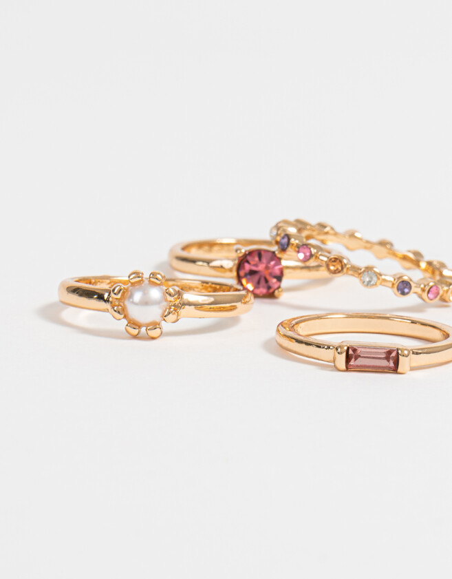 Sets Anillos Con strass multicolor Set De Anillos Con Strass - Dorado