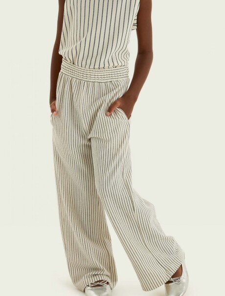 PANTALONES ANCHOS A RAYAS BLANCO