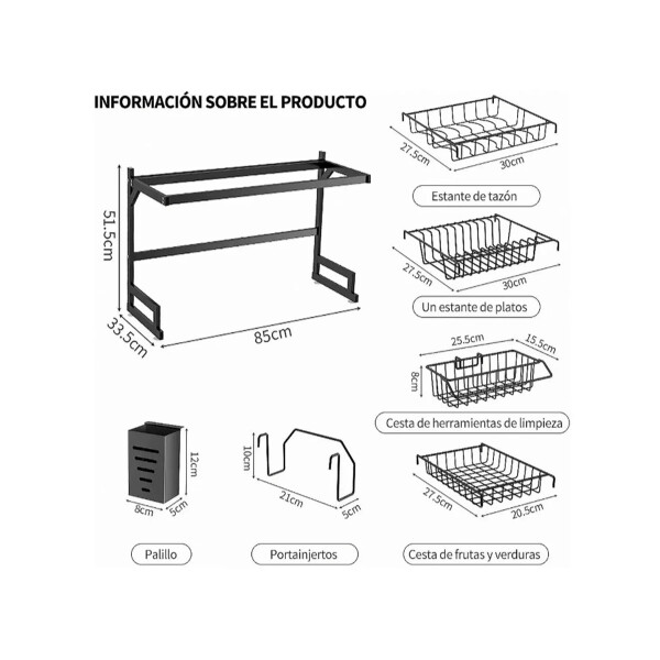 Escurridor de Platos de Cocina Sobre Pileta Escurreplatos de 85 cm Dos Niveles Negro Escurridor de Platos de Cocina Sobre Pileta Escurreplatos de 85 cm Dos Niveles Negro