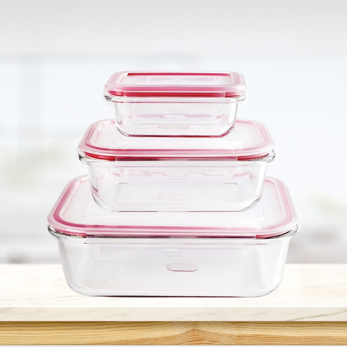 Recipiente Vidrio Set 3 Unidades Ibili 