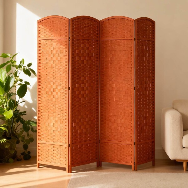 Biombo Divisor Separador Ambientes 4 Paneles Rattan 180m Rattan Imback Color Marron Cedro Biombo Divisor Separador Ambientes 4 Paneles Rattan 180m Rattan Imback Color Marron Cedro