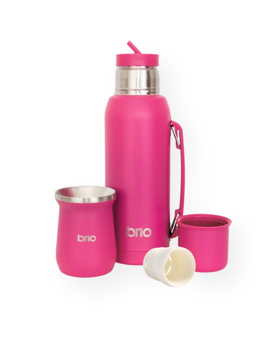 Set De Termo 1 Litro Y Mate Diseño Clásico brio Acero Inox - Frambuesa 