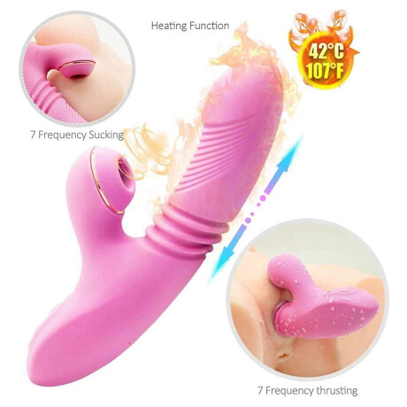 Estimulador Sube y Baja Con Succión 3 En 1 USB Rosa