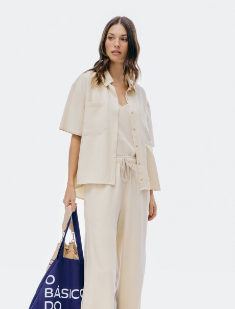 CAMISA DE MANGA CORTA BEIGE