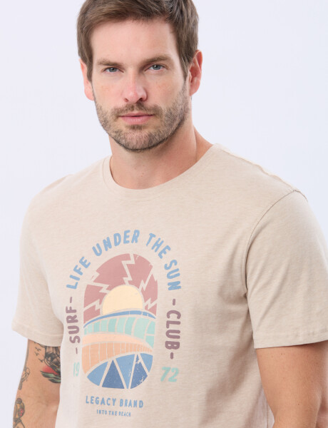 REMERA ESTAMPADA DE ALGODÓN Beige