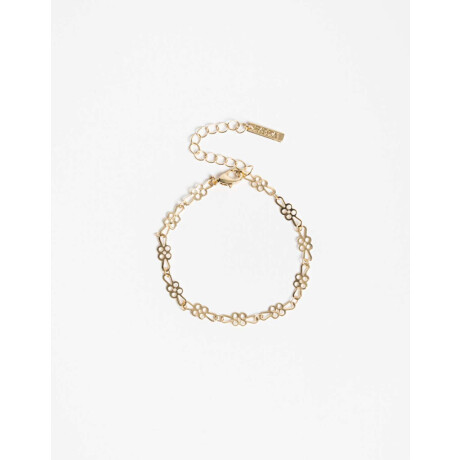 Pulsera Flexible Metal Flores Dorado