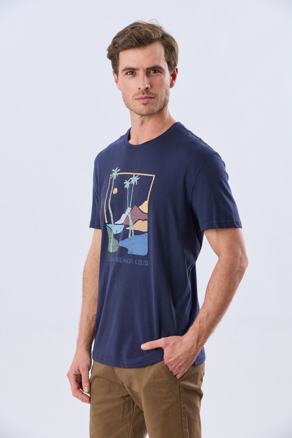REMERA ESTAMPADA DE ALGODÓN Azul