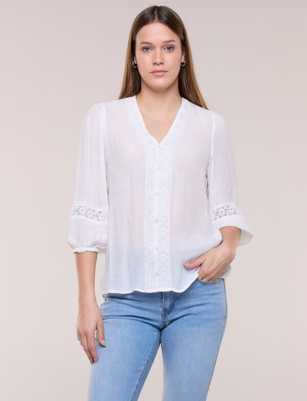 Blusa Botones Det Pu BLANCO