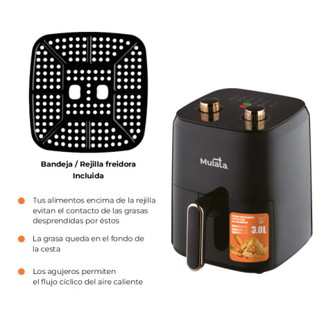 Freidora sin Aceite Air Fryer 3 Litros Mulata - Negro Freidora sin Aceite Air Fryer 3 Litros Mulata - Negro