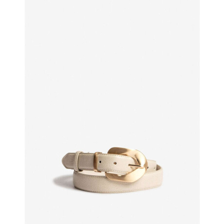 Cinturón Con Hebilla Metálica Blanco Crudo