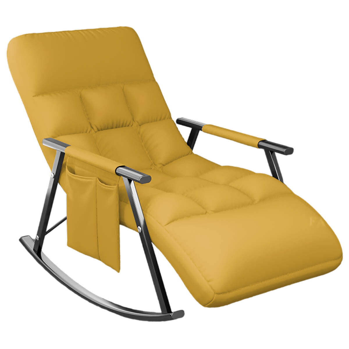 Sillón Reposera Mecedora Respaldo Ajustable Bolsillo - Amarillo 