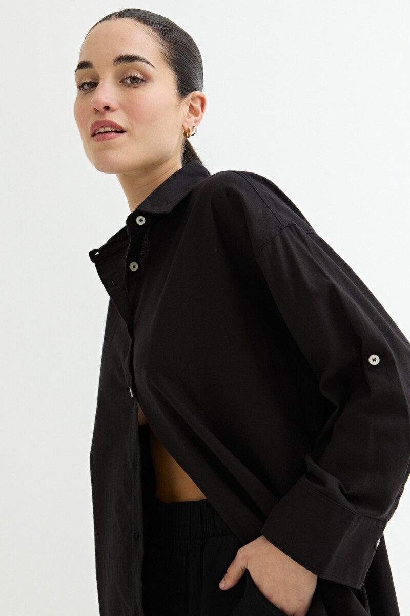 Camisa lisa básica - Negro 