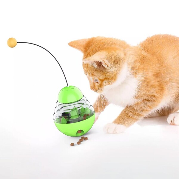 Juguete Gato Dispensador Comida Interactivo Mascota Alimento Color Variante Verde