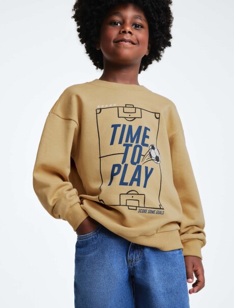 BUZO ESTAMPADO INFANTIL MOSTAZA