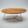 MESA DE CENTRO REDONDA - MADERA COLOR MIEL Y PIE EN METAL GRAFITO - 90cms MESA DE CENTRO REDONDA - MADERA COLOR MIEL Y PIE EN METAL GRAFITO - 90cms