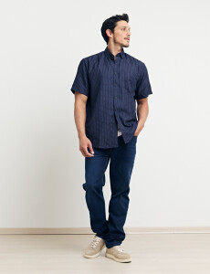 012662 CAMISA HARRINGTON LABEL Azul Osc/rojo