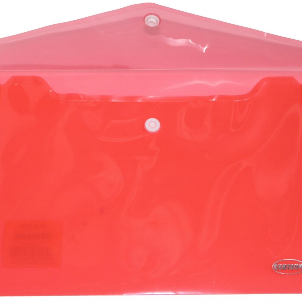 SOBRE CENTRUM TAMAÑO A5 DE PLASTICO CON BOTON COLOR ROJO