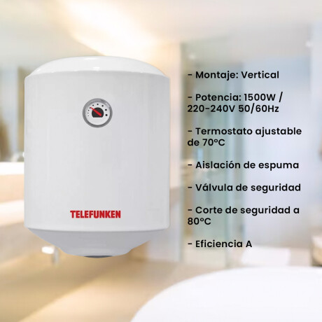 Calefon Termotanque Eléctrico Telefunken 100 Litros Acero 001