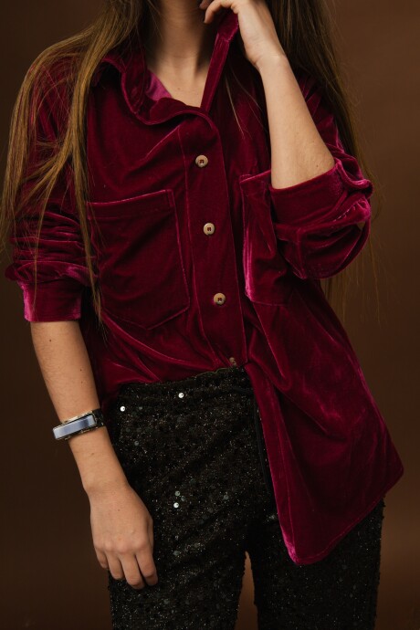 Velvet Shirt con Puño Frambuesa