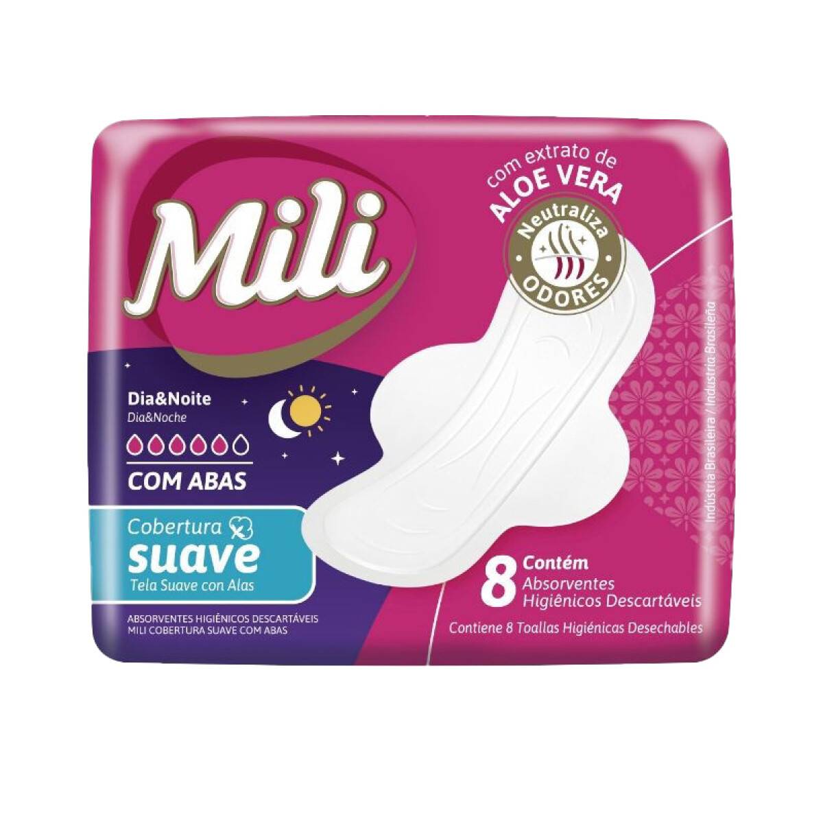 Toalla Femenina MILI Día Noche con Alas 8 Pcs 