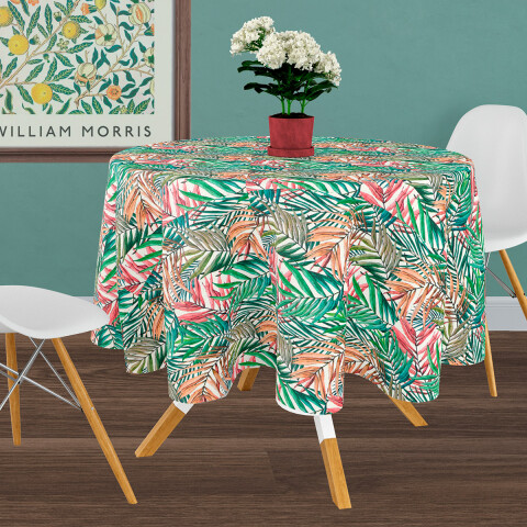 Mantel Redondo Waterproof Home Class 160 cm 3660 HOJA VERDE
