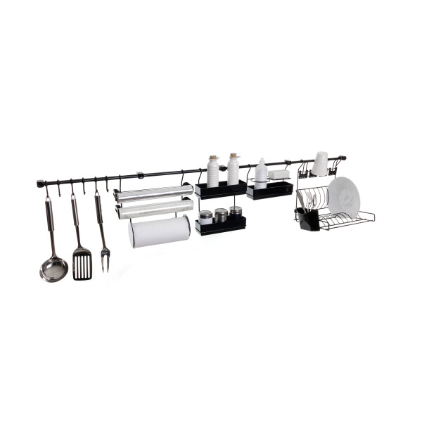 KIT MASTER E ORGANIZADOR DE COCINA PARED NEGRO 140x33x26 NEGRO