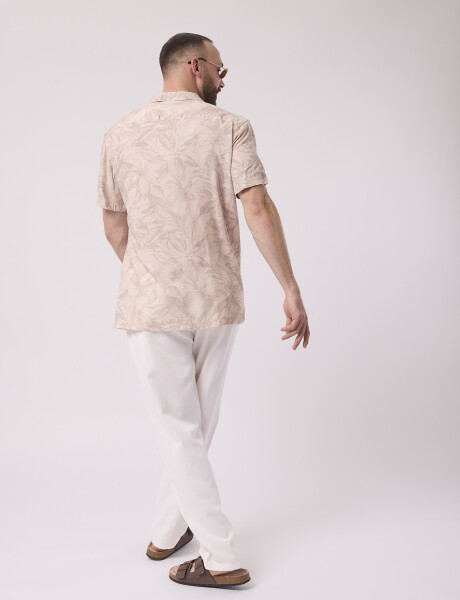 Camisa m/c estampada beige