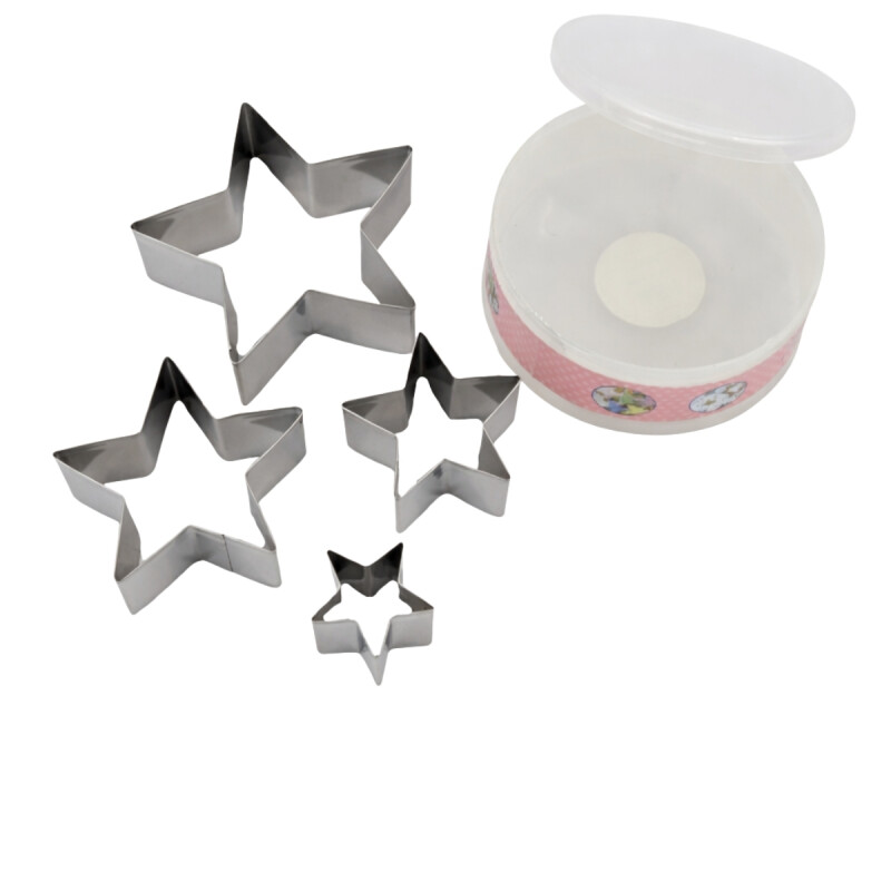 Set 4 moldes para galleta forma de estrella en metal INOX