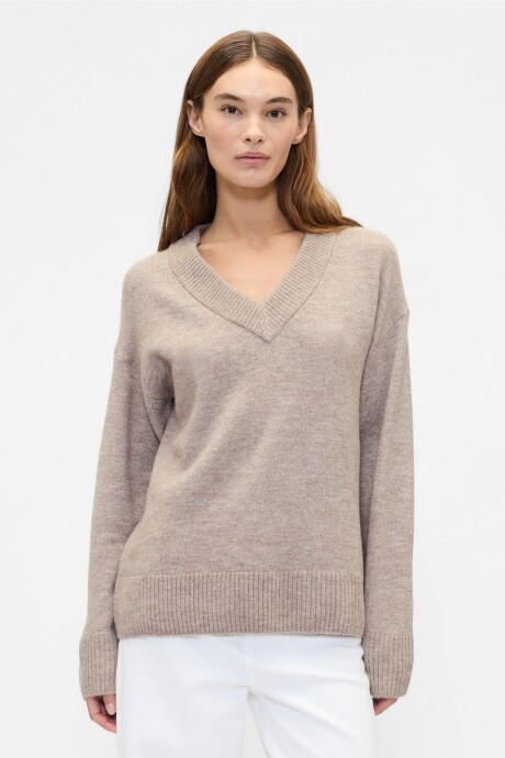 Buzo Cuello V Mujer Saddle