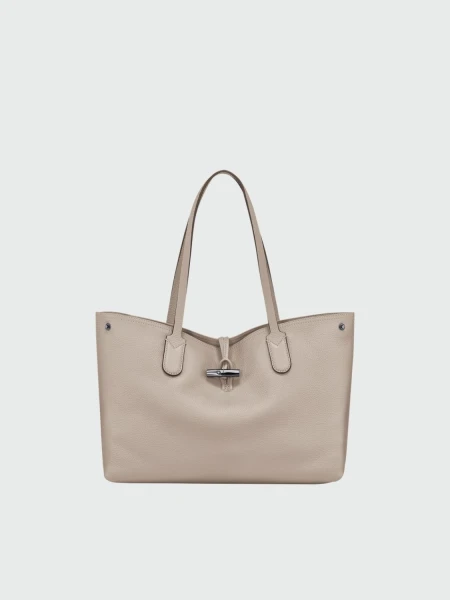 Longchamp -Cartera de cuero flexible, Roseau Essential Gris