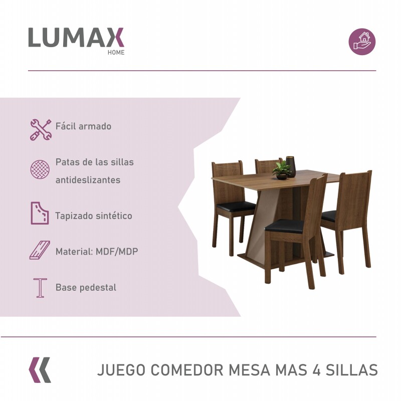 Juego de comedor con mesa de madera y 4 sillas estilo rústico Juego de comedor con mesa de madera y 4 sillas estilo rústico
