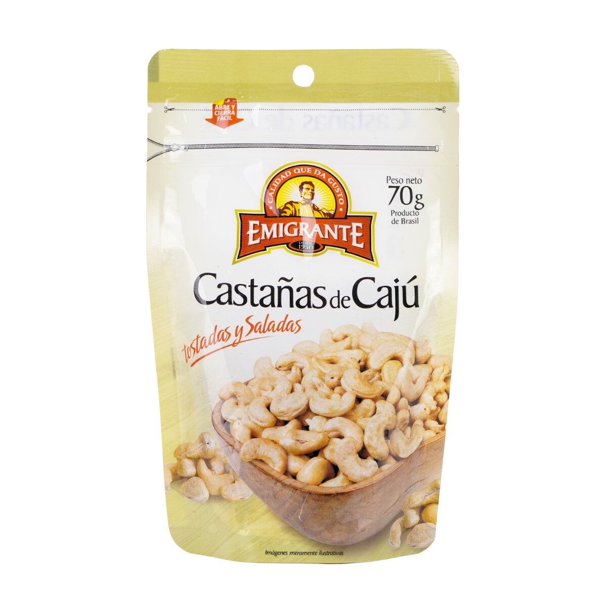 Castañas de Caju tostadas y saladas 70g Emigrante 