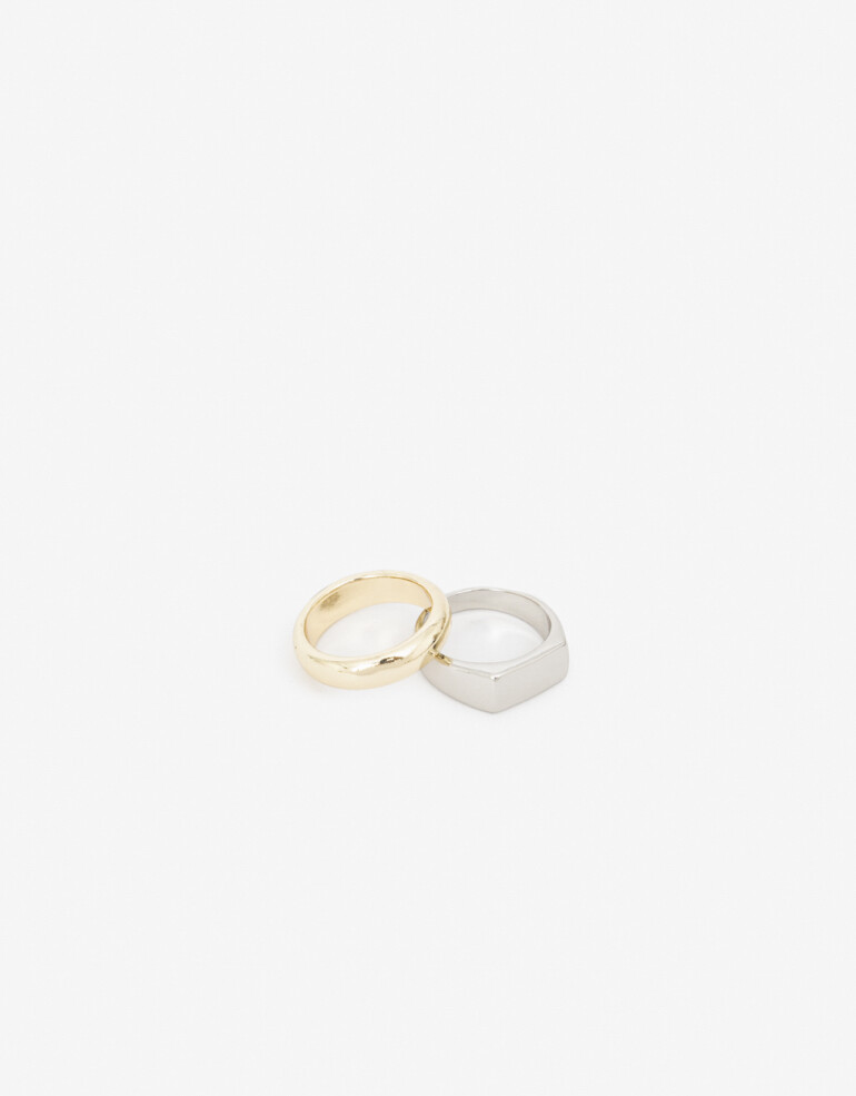 Sets Anillos Metal Anillos Set Metal Biplating - Dorado