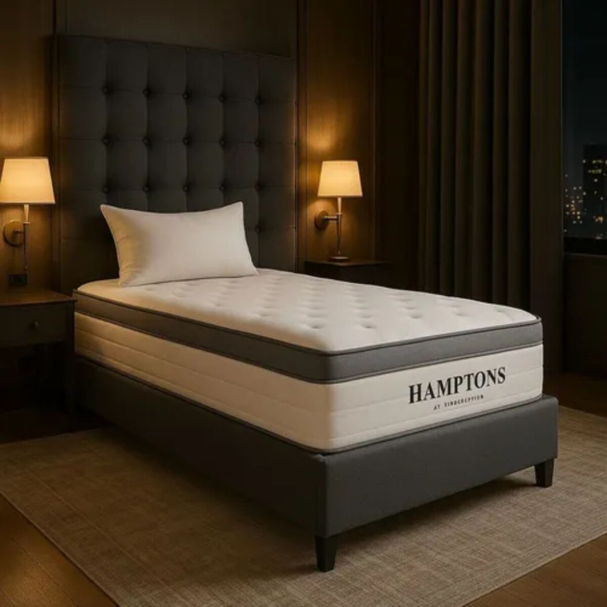 Sommier 1 Plaza Hamptons Rhodium 90X190 - Gris 