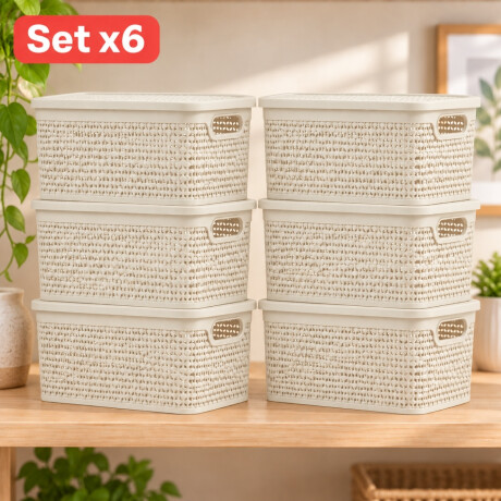 Set x6 Caja simil ratán 7,5 lts BEIGE