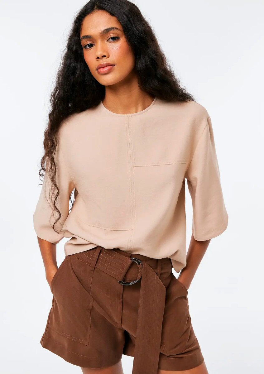 BLUSA MANGA CORTA - VERDE - BEIGE 