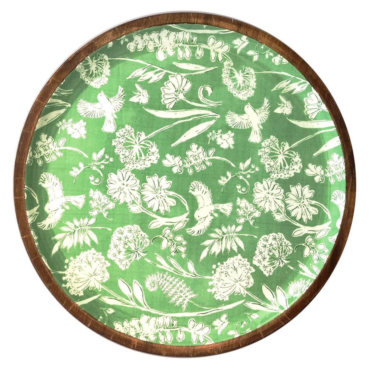 Plato de Madera de 23,5 cm - Varios Diseños - Pajaros Verde 