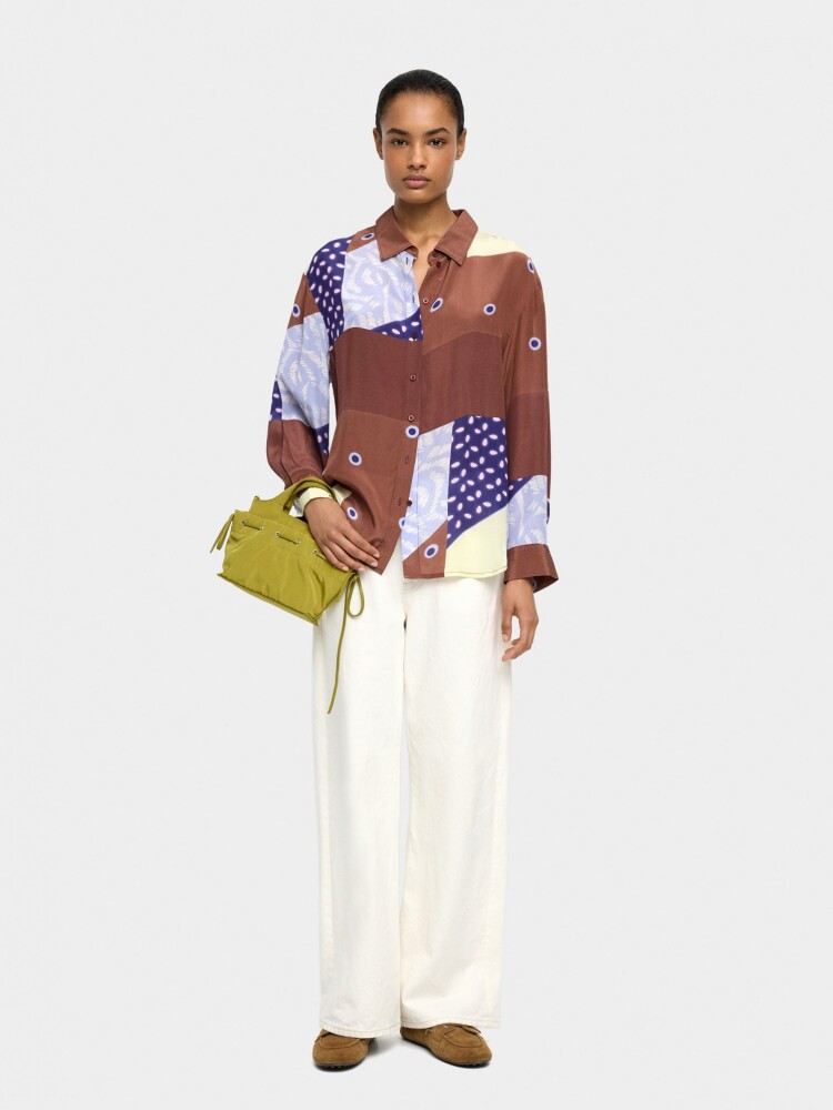Camisa Fluida Con Estampado marron