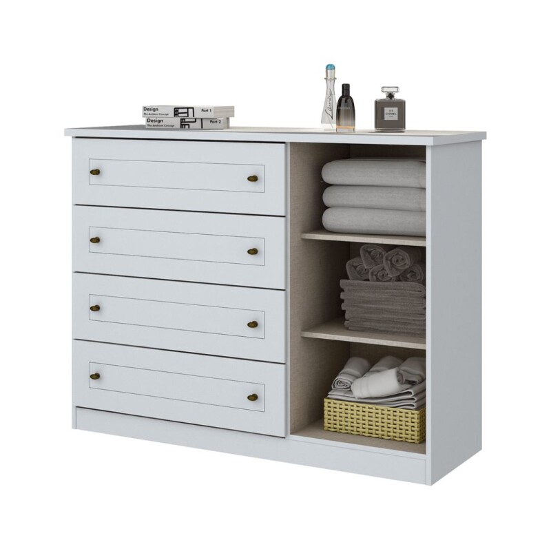 Cómoda Americano 4 Cajones 1 Puerta Blanco Cómoda Americano 4 Cajones 1 Puerta Blanco