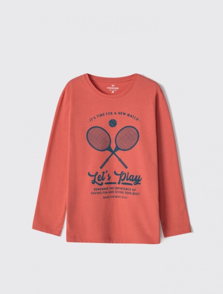 CAMISETA MANGA LARGA INFANTIL CON ESTAMPA ROJO